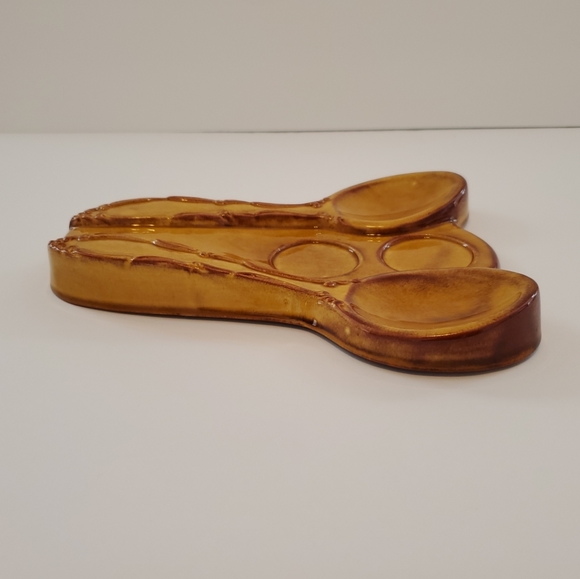 California Pottery E403 Gold Double Spoon Rest and S & P Shaker Holder - Picture 3 of 8